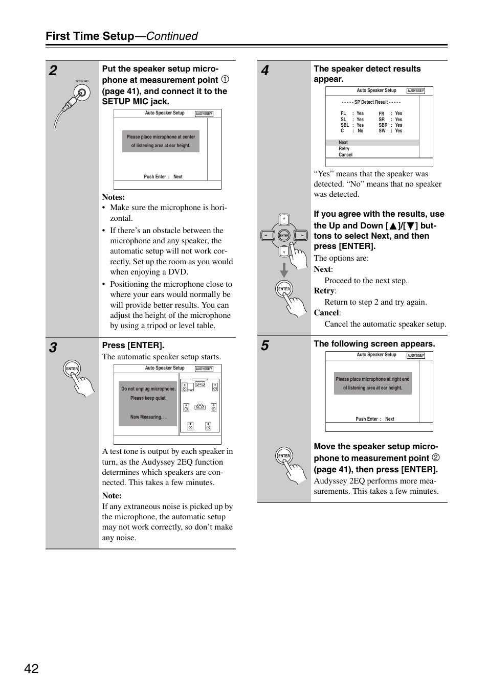 First time setup —continued | Onkyo TX-SR605 User Manual | Page 42 / 100