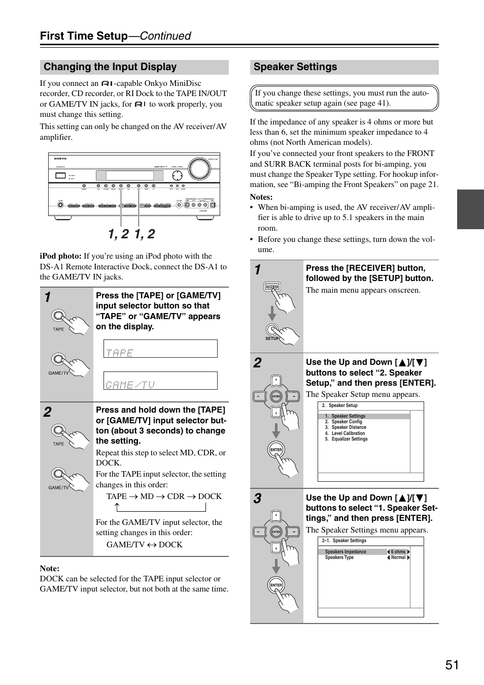 First time setup —continued | Onkyo TX-SR605 User Manual | Page 51 / 100