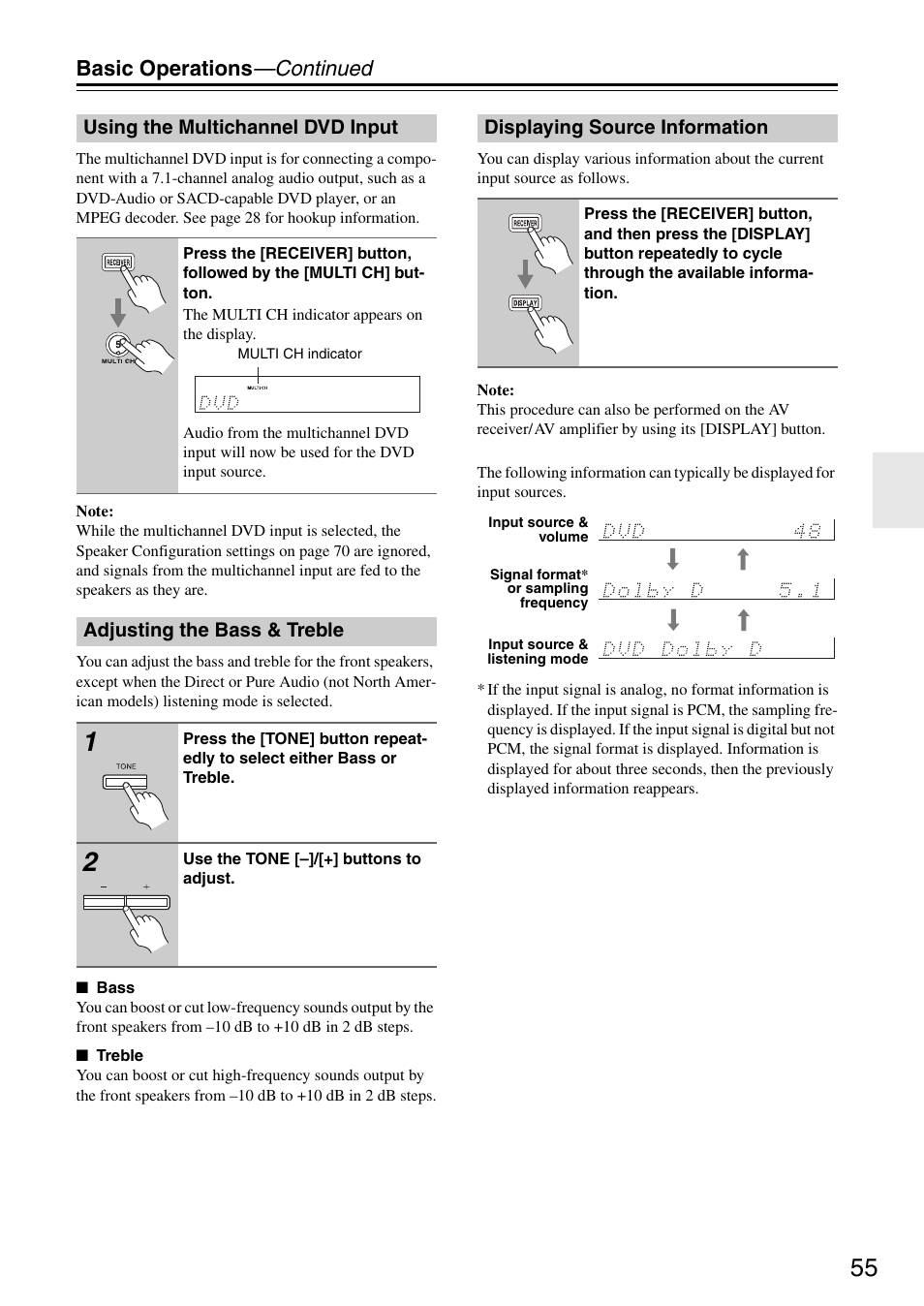 Basic operations —continued | Onkyo TX-SR605 User Manual | Page 55 / 100