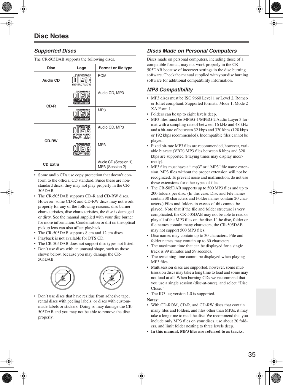 Onkyo CR-505DA User Manual | Page 35 / 40