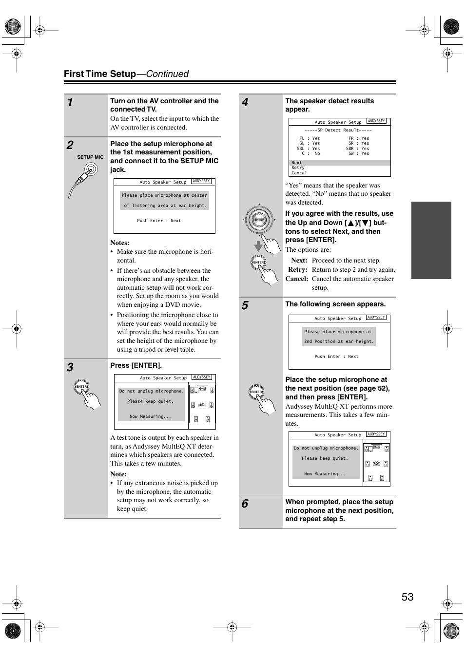 First time setup —continued | Onkyo PR-SC885 User Manual | Page 53 / 128