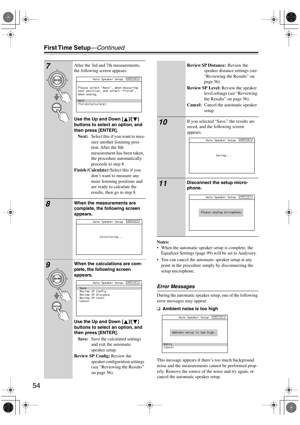 First time setup —continued | Onkyo PR-SC885 User Manual | Page 54 / 128