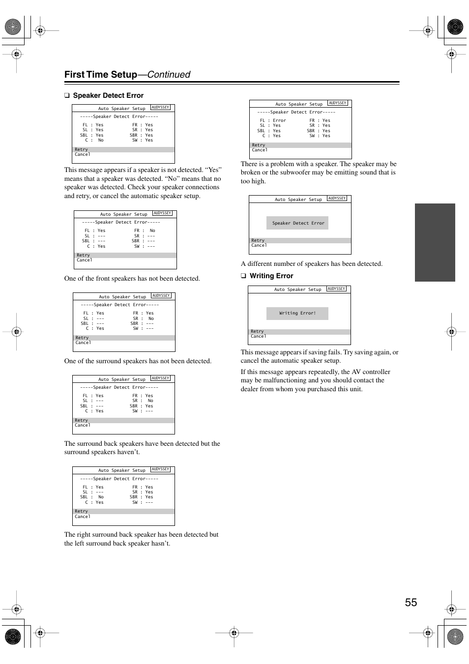 First time setup —continued | Onkyo PR-SC885 User Manual | Page 55 / 128