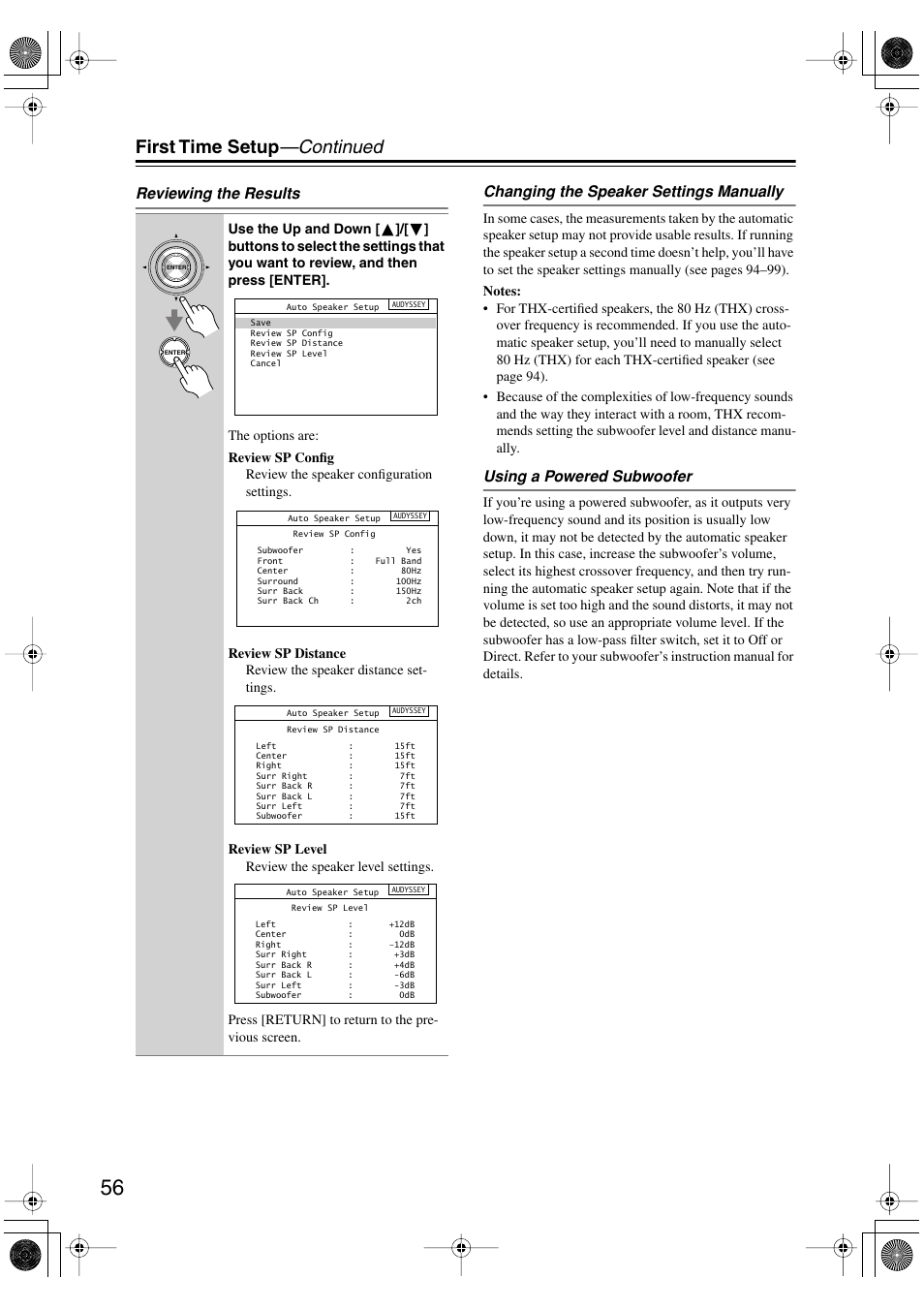 First time setup —continued | Onkyo PR-SC885 User Manual | Page 56 / 128