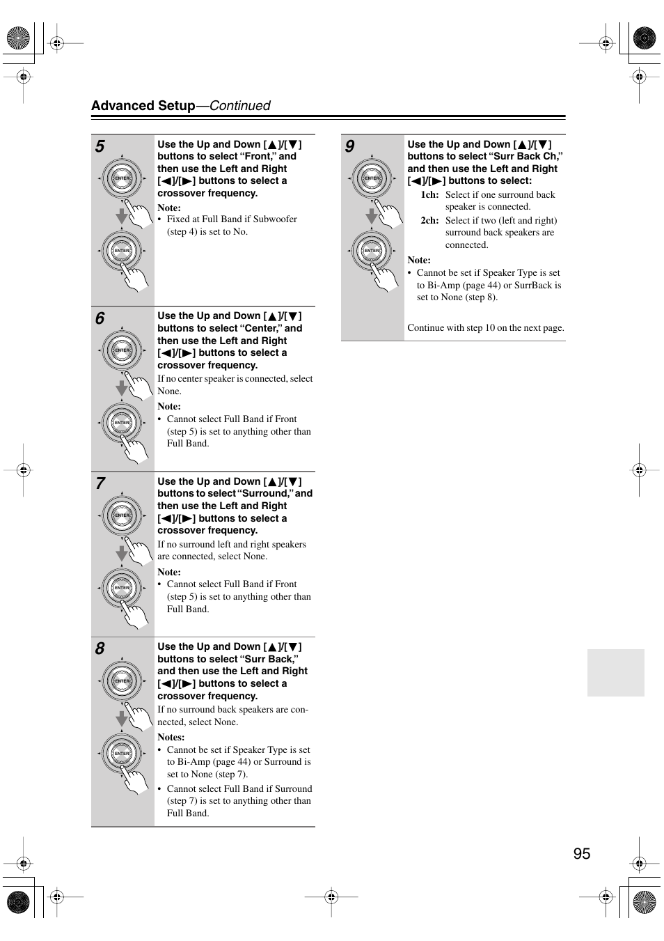 Advanced setup —continued | Onkyo PR-SC885 User Manual | Page 95 / 128