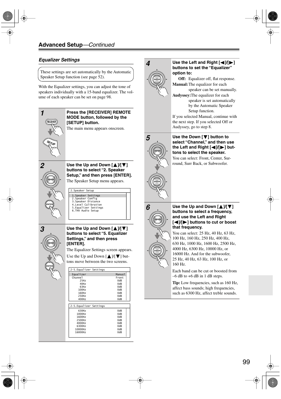 Advanced setup —continued | Onkyo PR-SC885 User Manual | Page 99 / 128