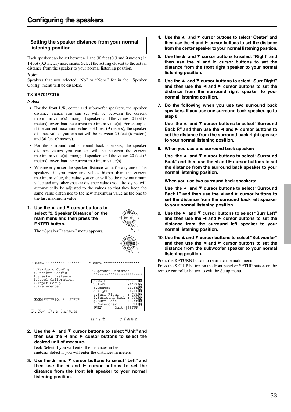 Configuring the speakers | Onkyo TX-SR601E User Manual | Page 33 / 88