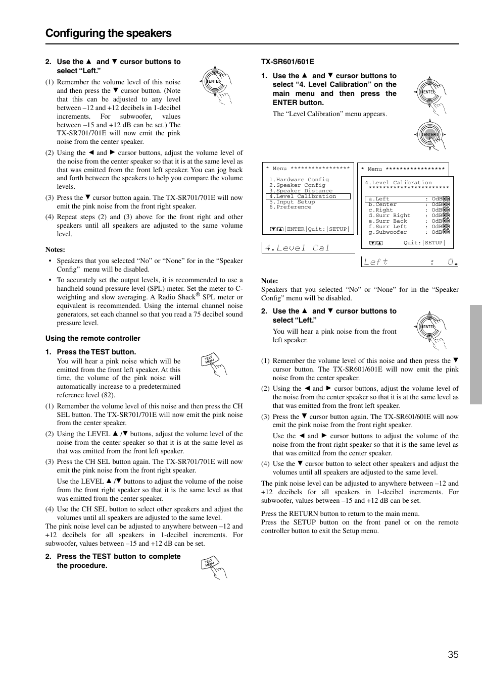 Configuring the speakers | Onkyo TX-SR601E User Manual | Page 35 / 88