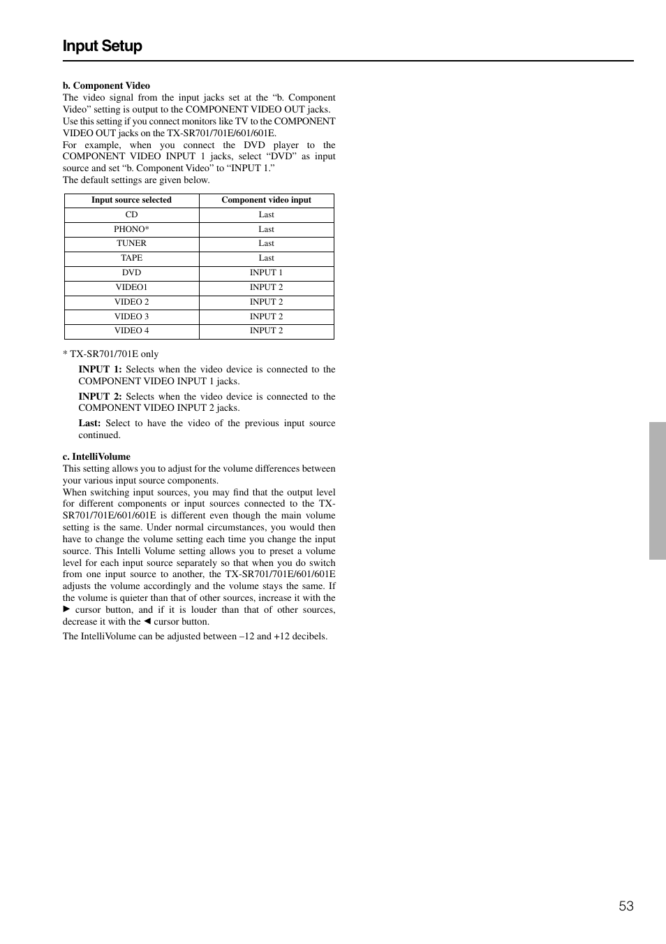 Input setup | Onkyo TX-SR601E User Manual | Page 53 / 88