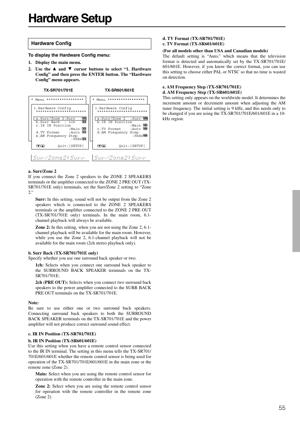 Hardware setup | Onkyo TX-SR601E User Manual | Page 55 / 88