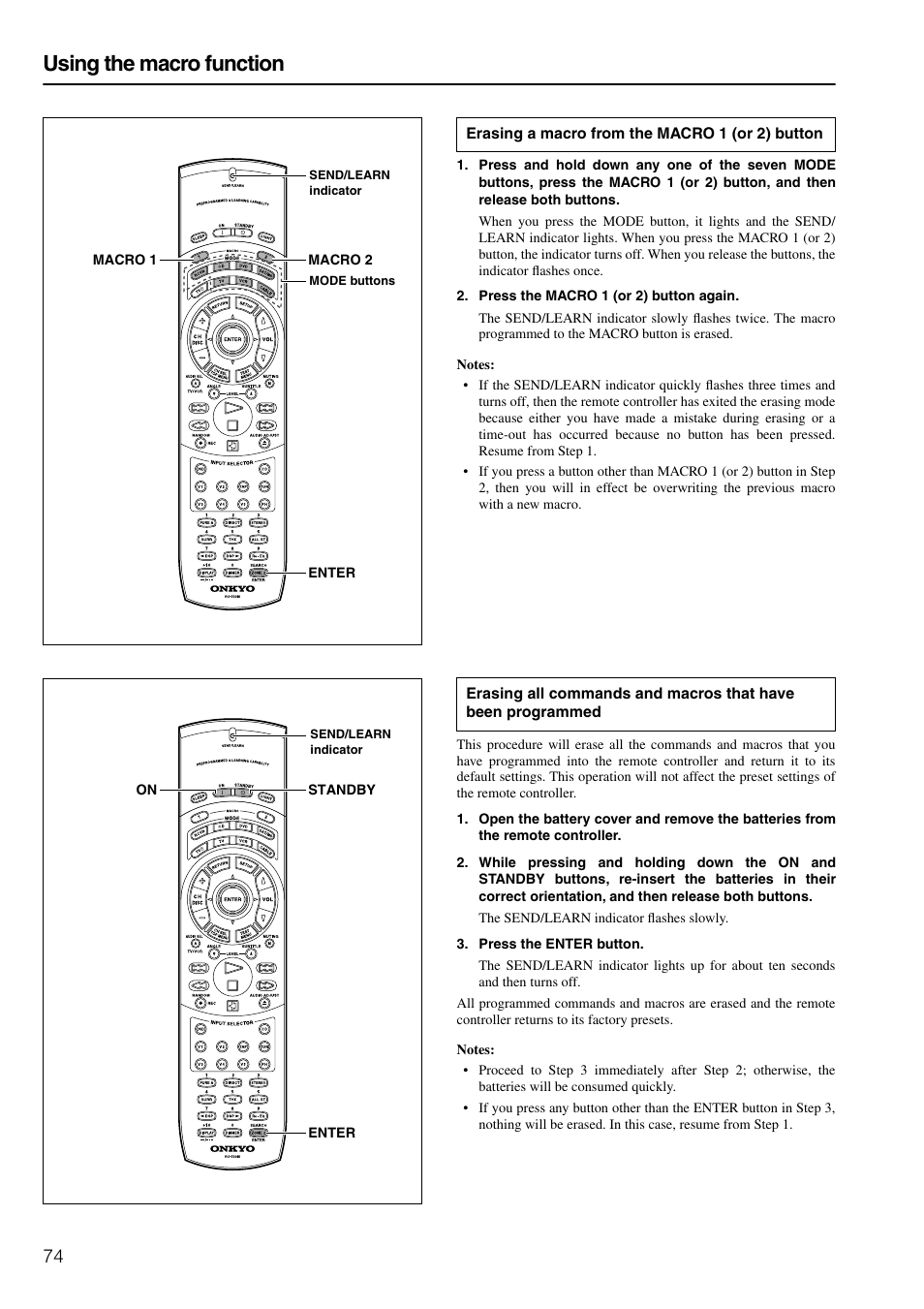 Using the macro function | Onkyo TX-SR601E User Manual | Page 74 / 88