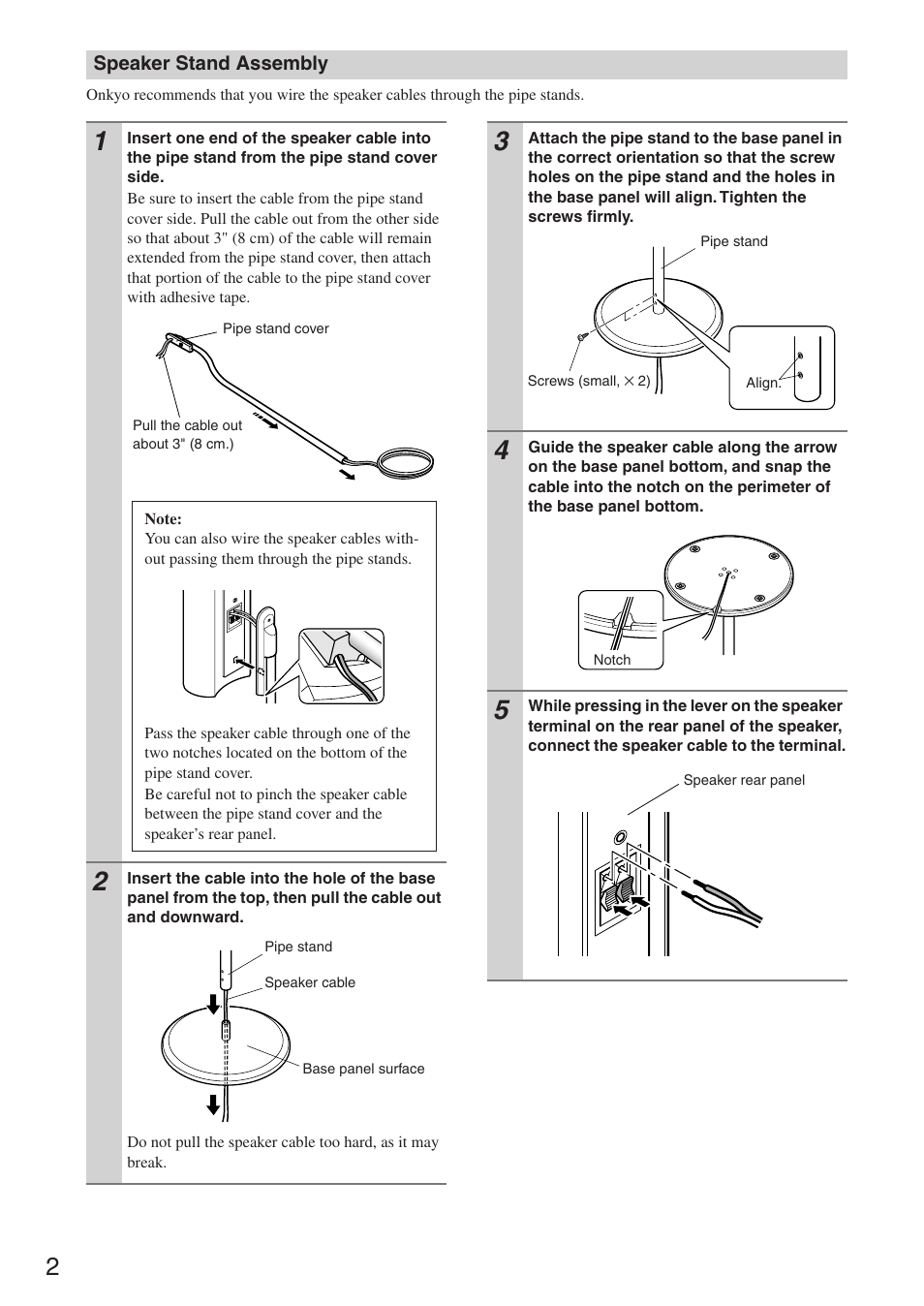 Speaker stand assembly | Onkyo AS-140 User Manual | Page 2 / 4