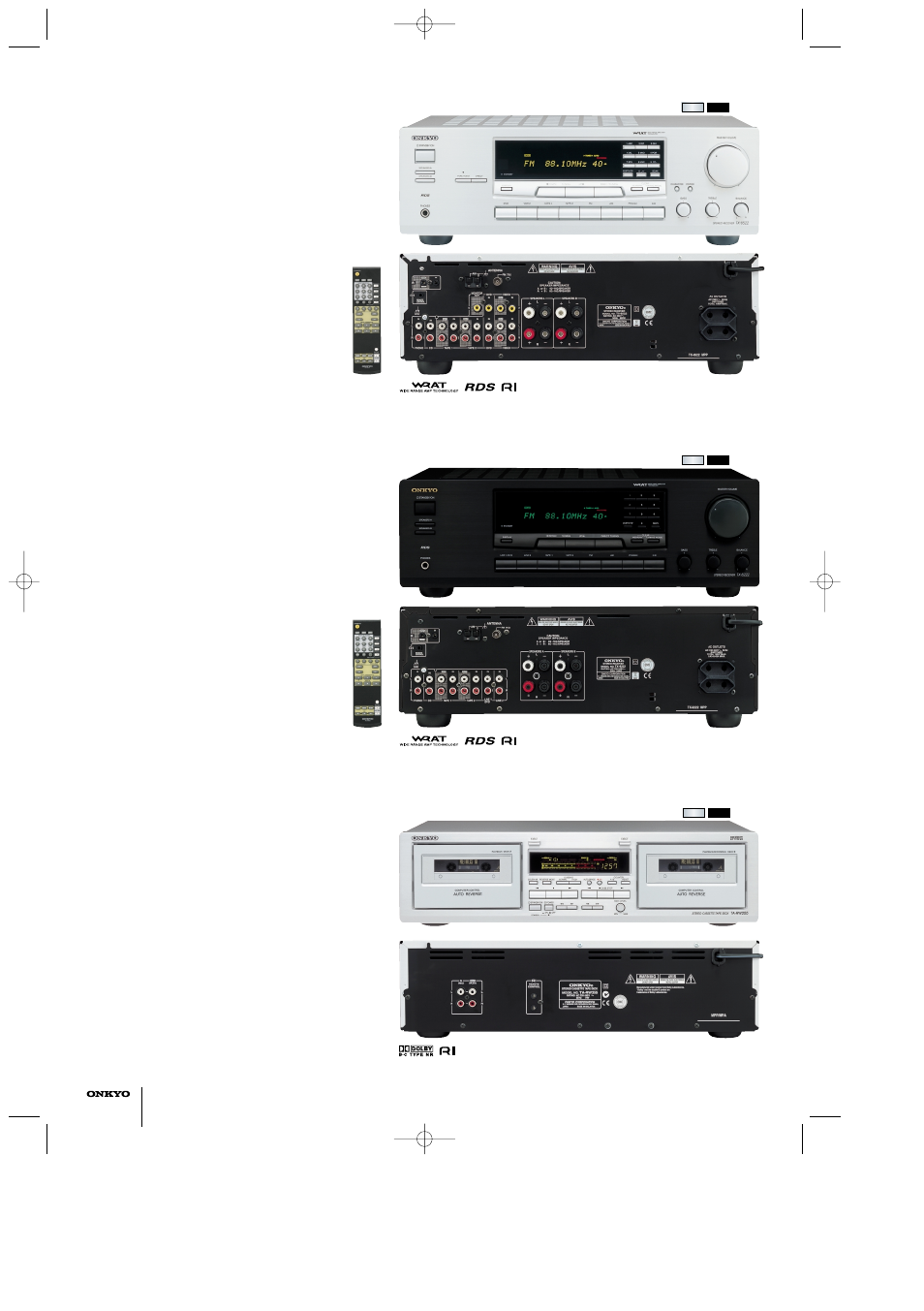 Tx-8522, Tx-8222, Ta-rw255 | Fm/am rds stereo receiver, Double auto-reverse cassette deck | Onkyo A-9211 User Manual | Page 2 / 8