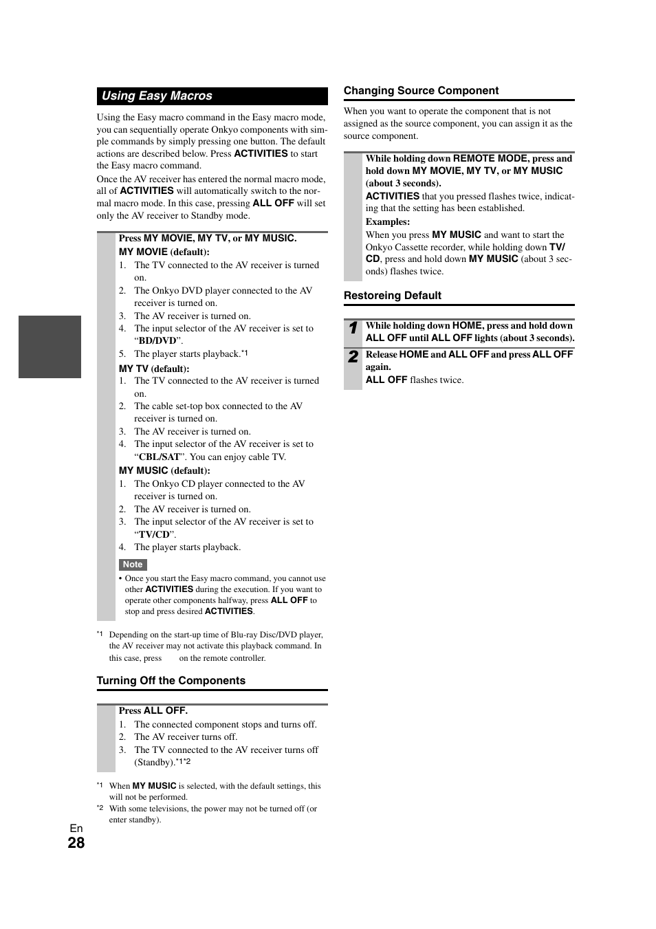 Using easy macros | Onkyo TX-NR708 User Manual | Page 28 / 96