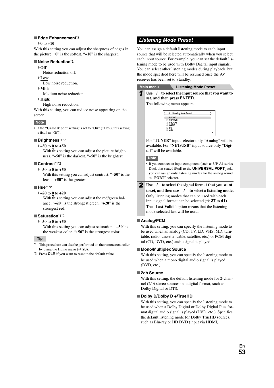 Listening mode preset | Onkyo TX-NR708 User Manual | Page 53 / 96