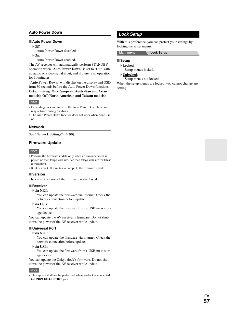 Lock setup | Onkyo TX-NR708 User Manual | Page 57 / 96