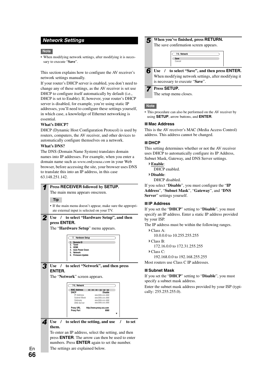 Network settings, E “network settings | Onkyo TX-NR708 User Manual | Page 66 / 96