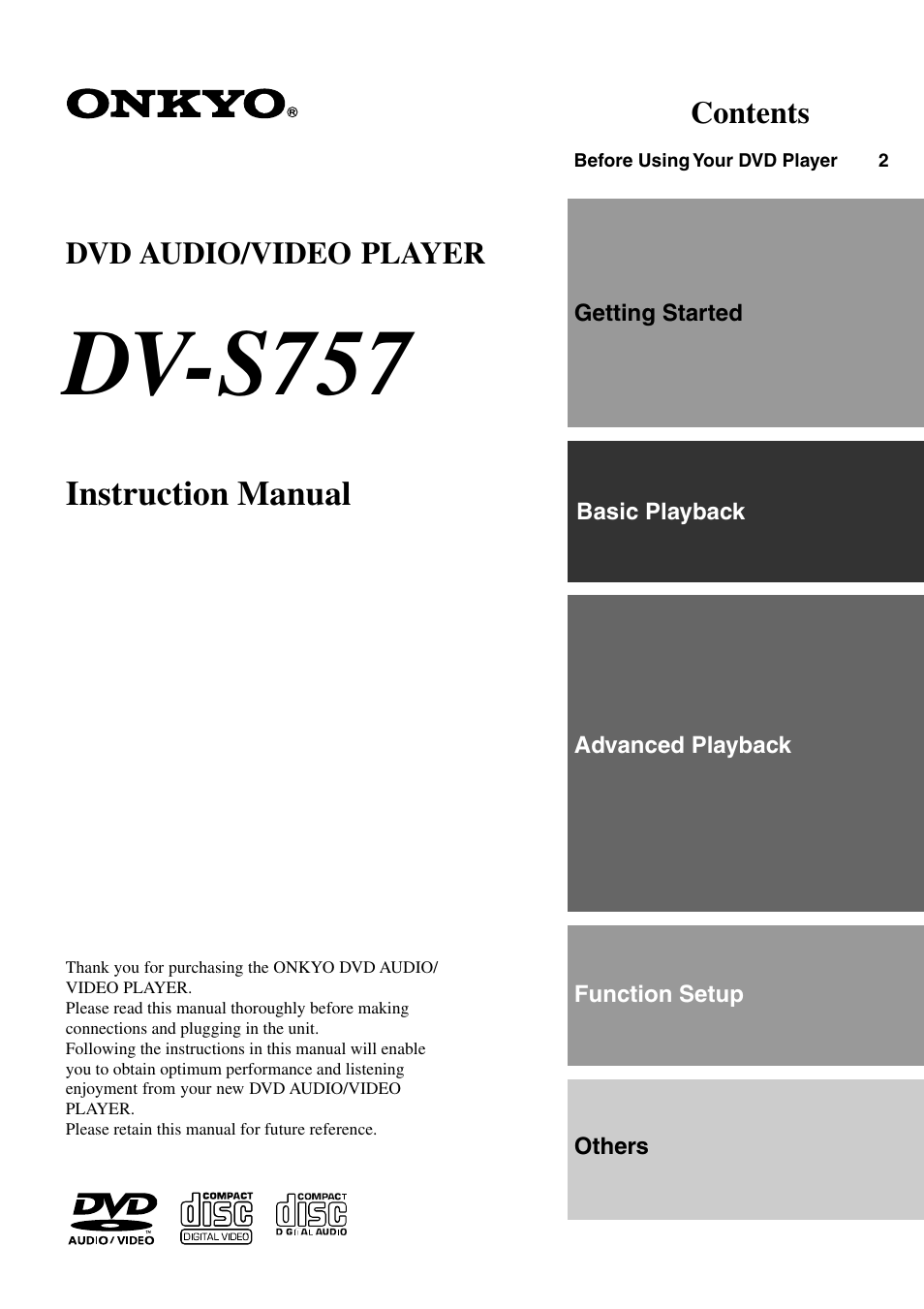 Onkyo DV-S757 User Manual | 64 pages