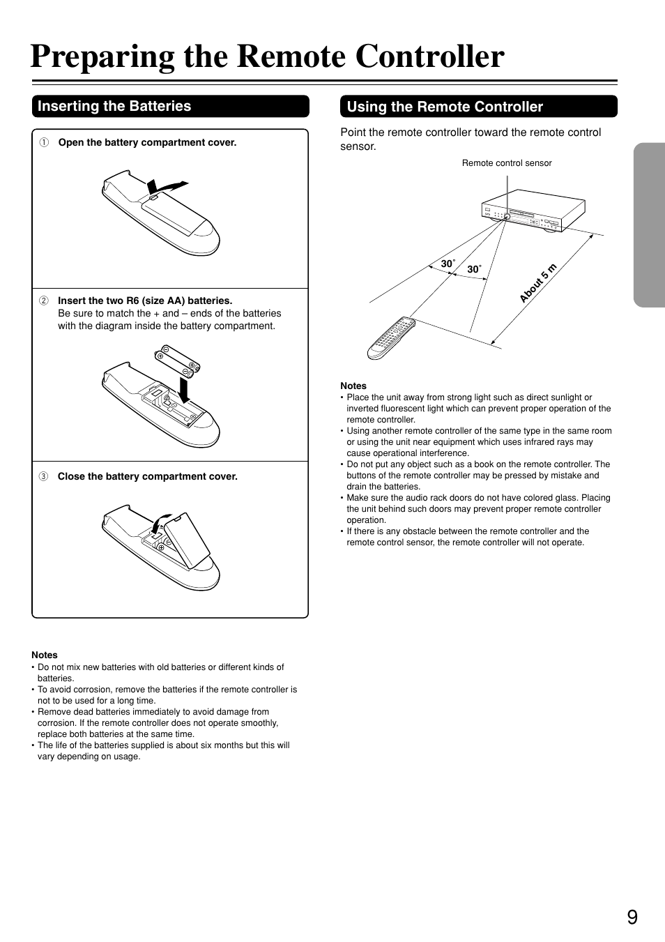 Preparing the remote controller | Onkyo DV-S757 User Manual | Page 9 / 64