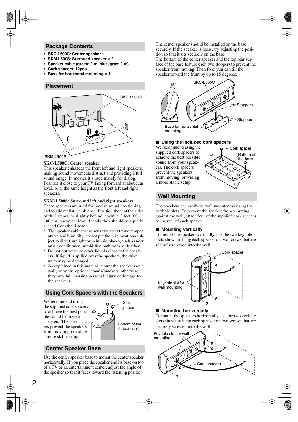 Onkyo SKM-L500S User Manual | Page 2 / 4