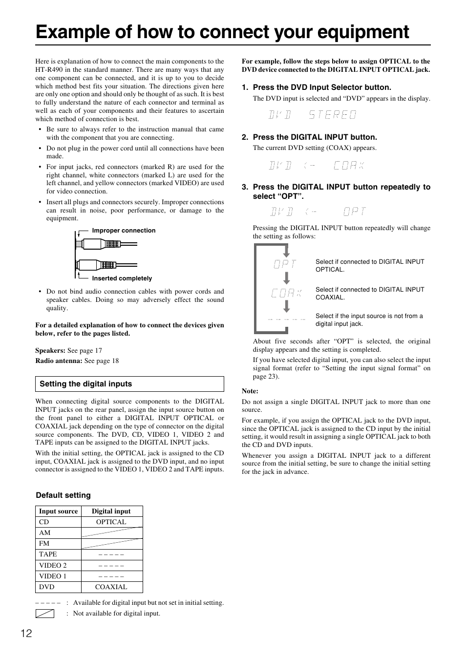 Example of how to connect your equipment | Onkyo HT-R490 User Manual | Page 12 / 36