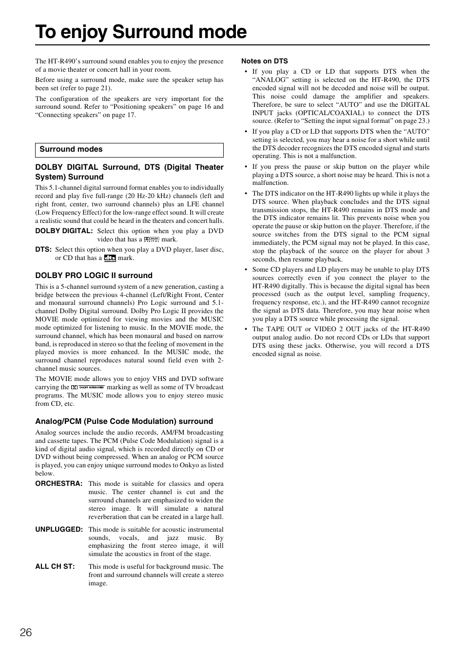 Onkyo HT-R490 User Manual | Page 26 / 36