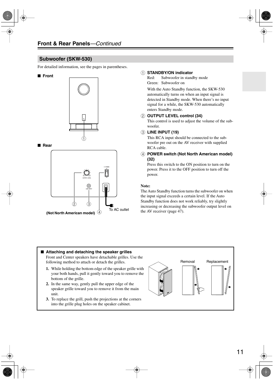 Front & rear panels —continued | Onkyo HT-S780 User Manual | Page 11 / 71