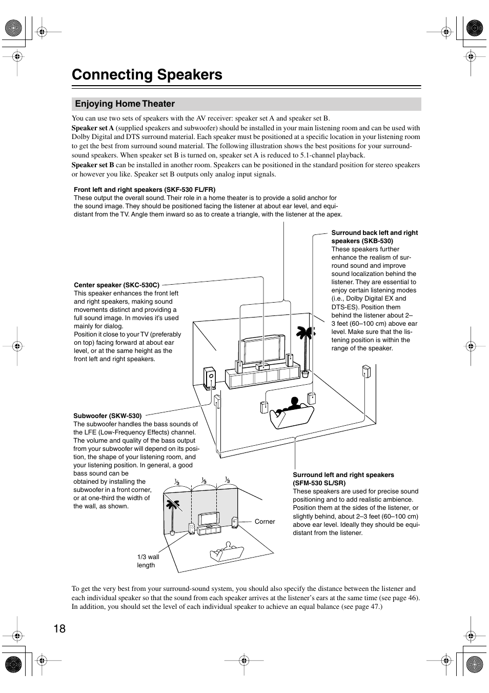 Connecting speakers | Onkyo HT-S780 User Manual | Page 18 / 71