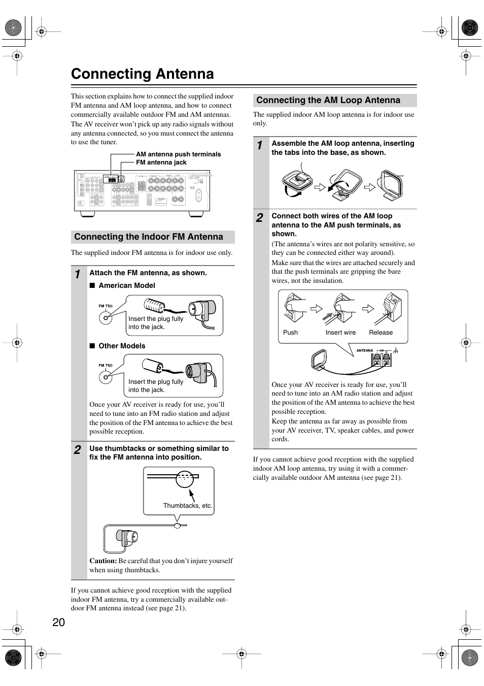 Connecting antenna | Onkyo HT-S780 User Manual | Page 20 / 71