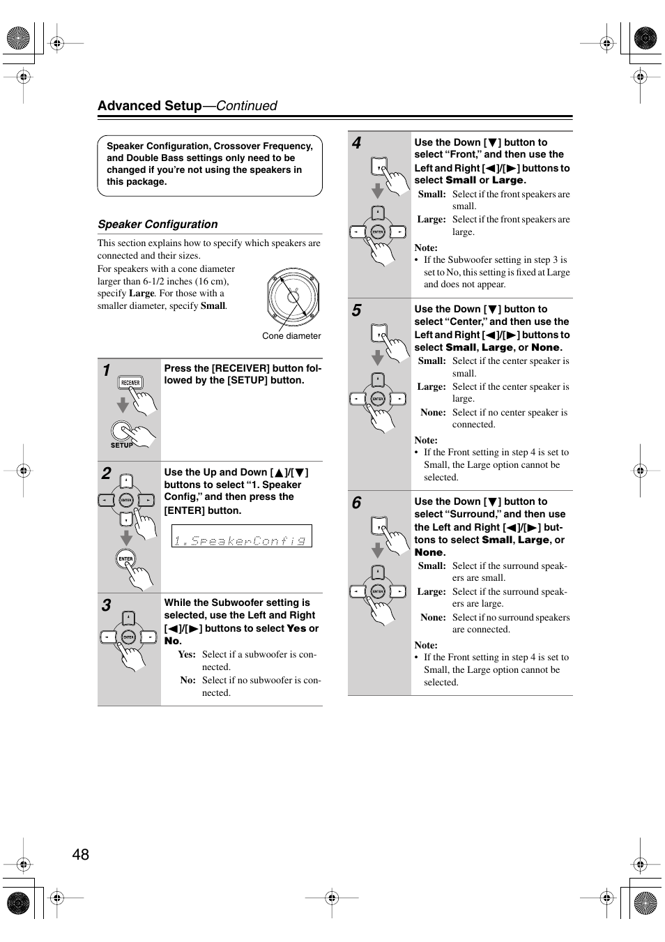 Advanced setup —continued | Onkyo HT-S780 User Manual | Page 48 / 71