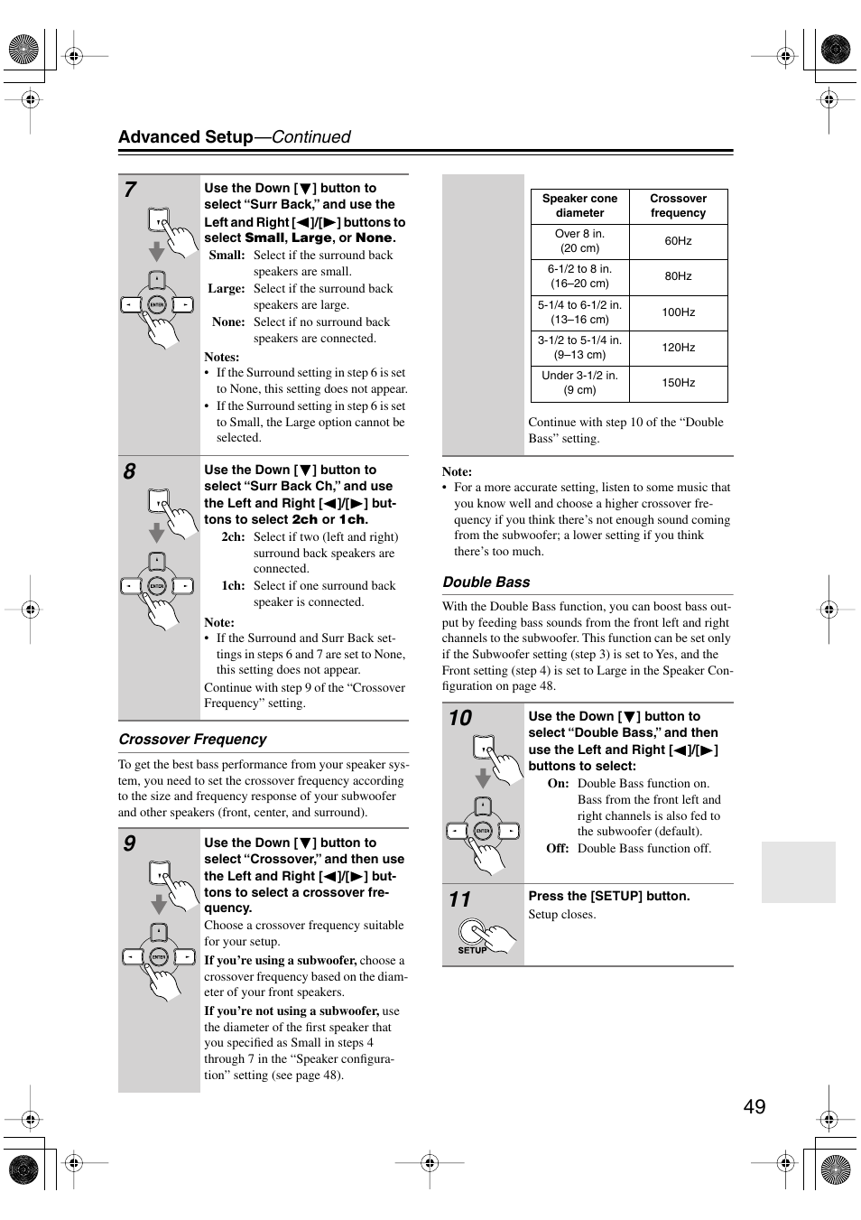 Advanced setup —continued | Onkyo HT-S780 User Manual | Page 49 / 71