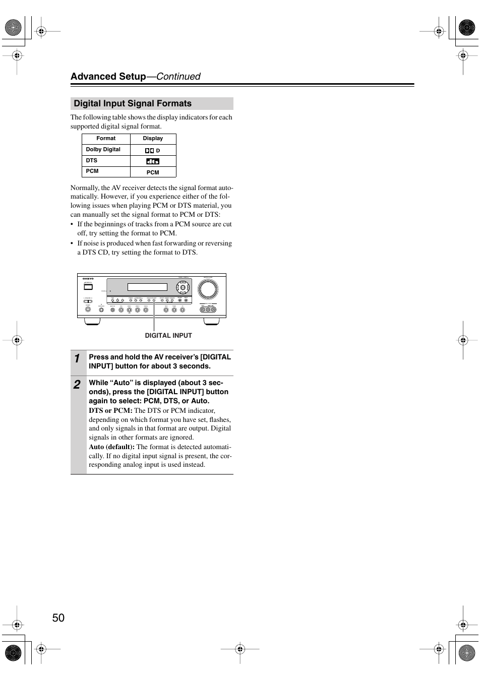 Advanced setup —continued | Onkyo HT-S780 User Manual | Page 50 / 71