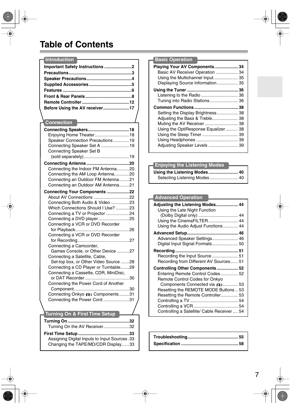 Onkyo HT-S780 User Manual | Page 7 / 71