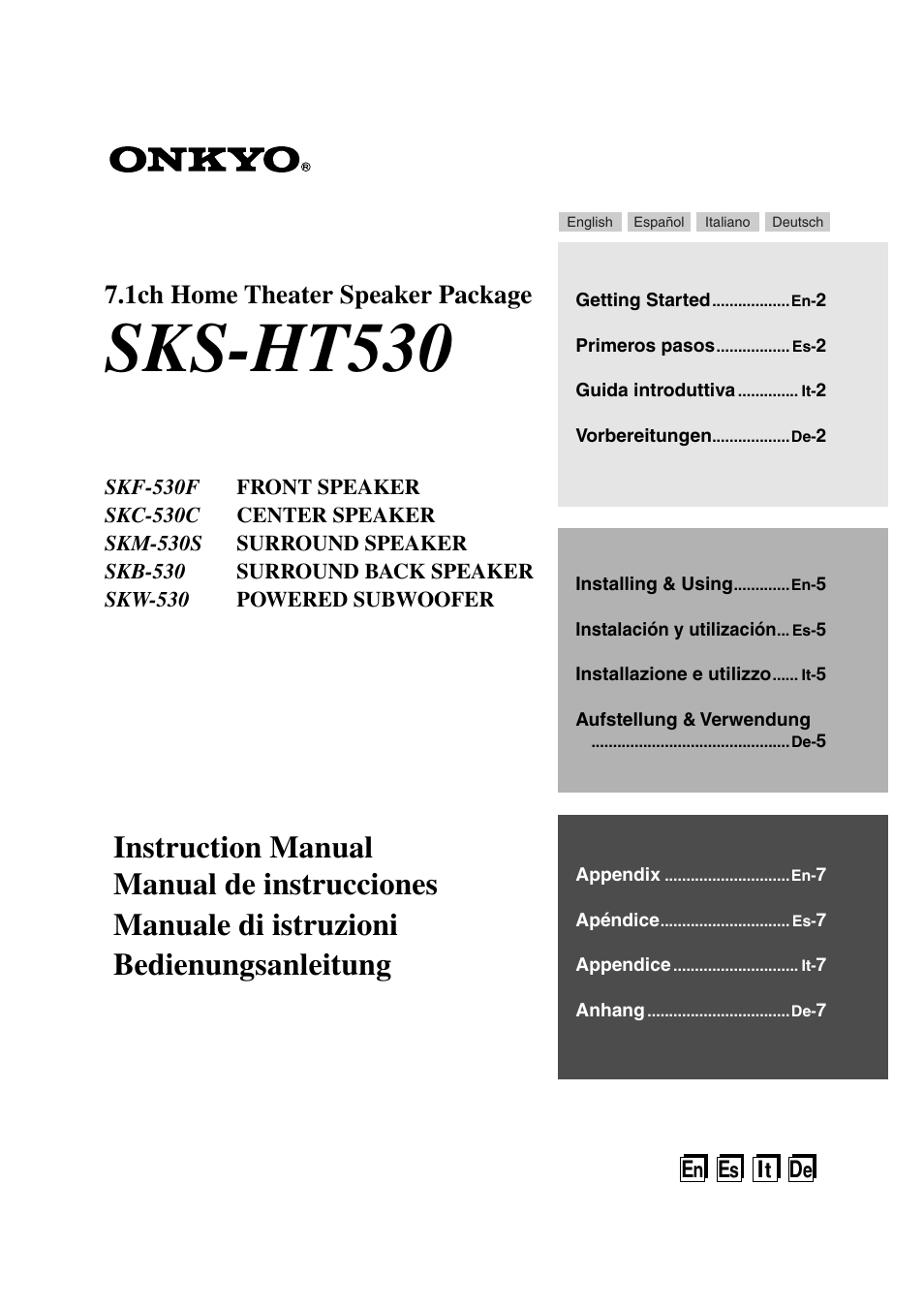 Onkyo SKS-HT530 User Manual | 32 pages