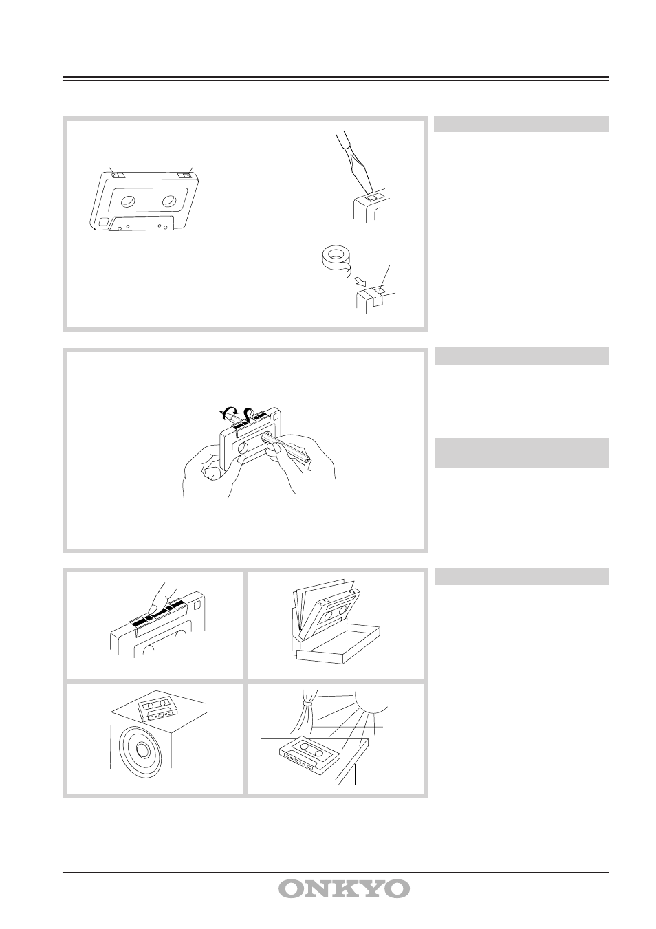 Handling cassette tape, Handling cassette tapes 1 2 | Onkyo TA-6711 User Manual | Page 14 / 16