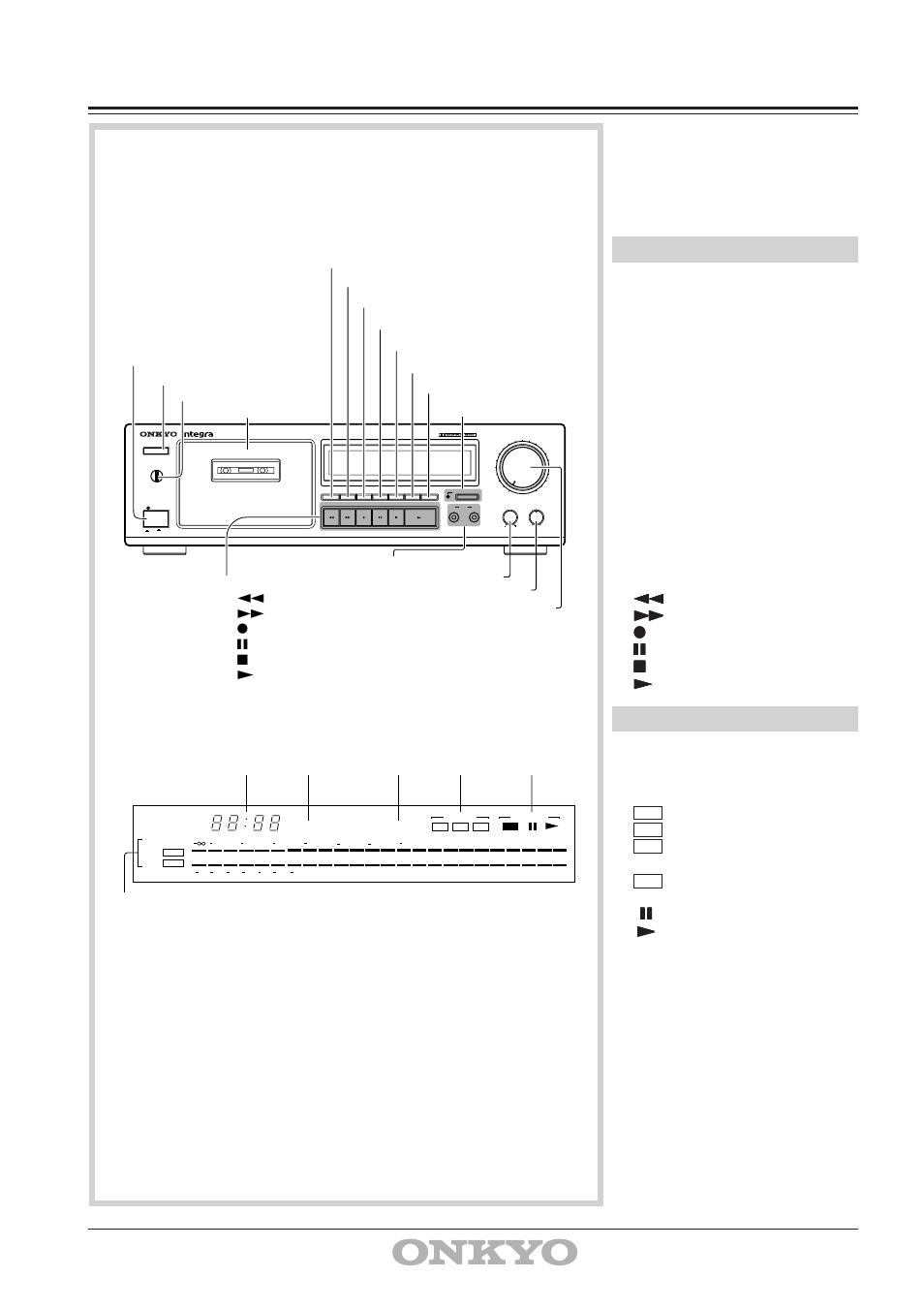 Control position and names, Control positions and names, Front panel | Display, Dolby b nr, Dolby c nr 5. tape operation indicators | Onkyo TA-6711 User Manual | Page 4 / 16