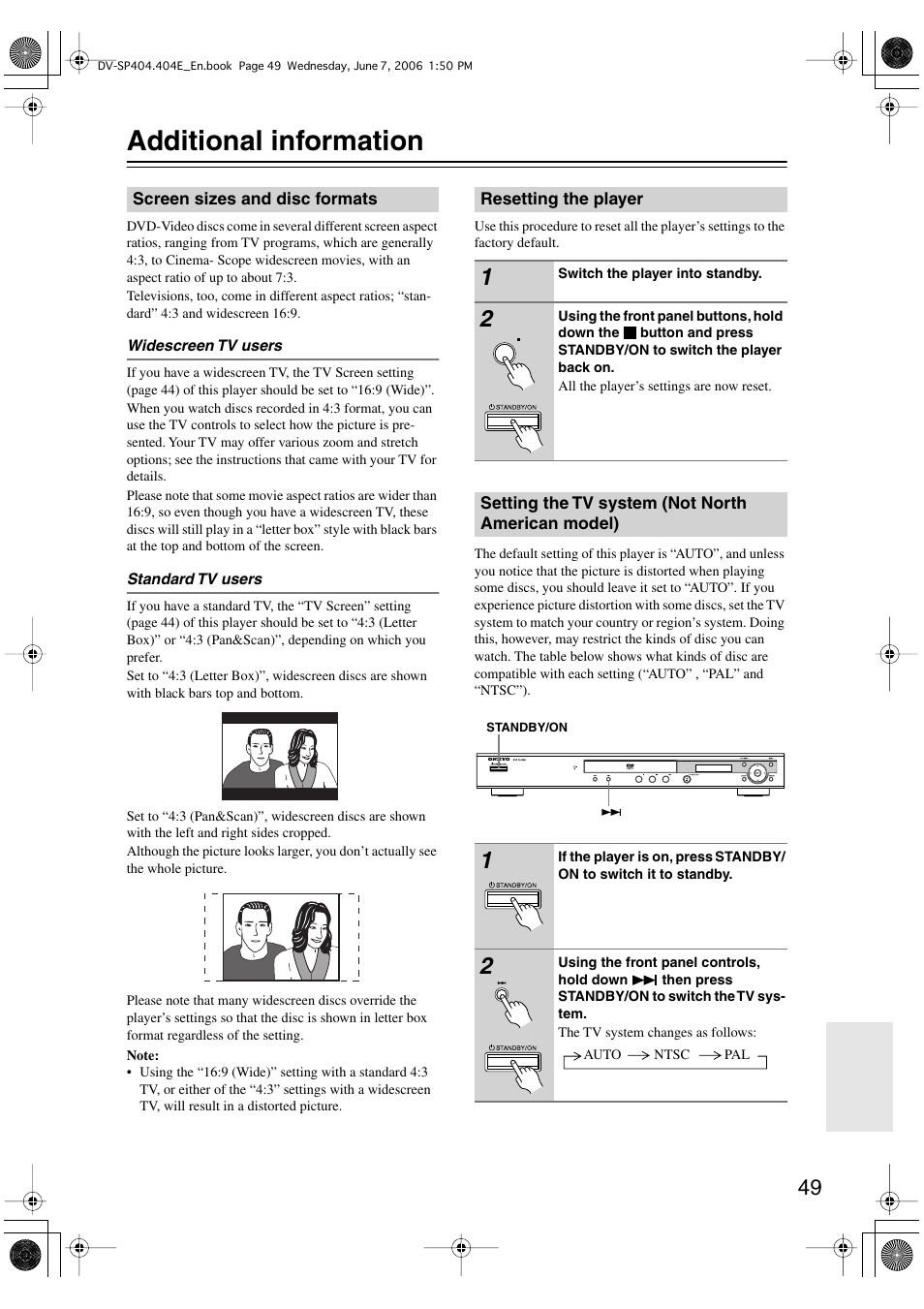 Additional information | Onkyo DV SP404 User Manual | Page 49 / 60