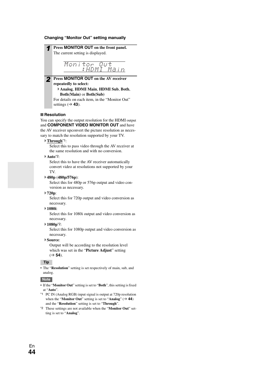 Tton | Onkyo TX-NR1008 User Manual | Page 44 / 104