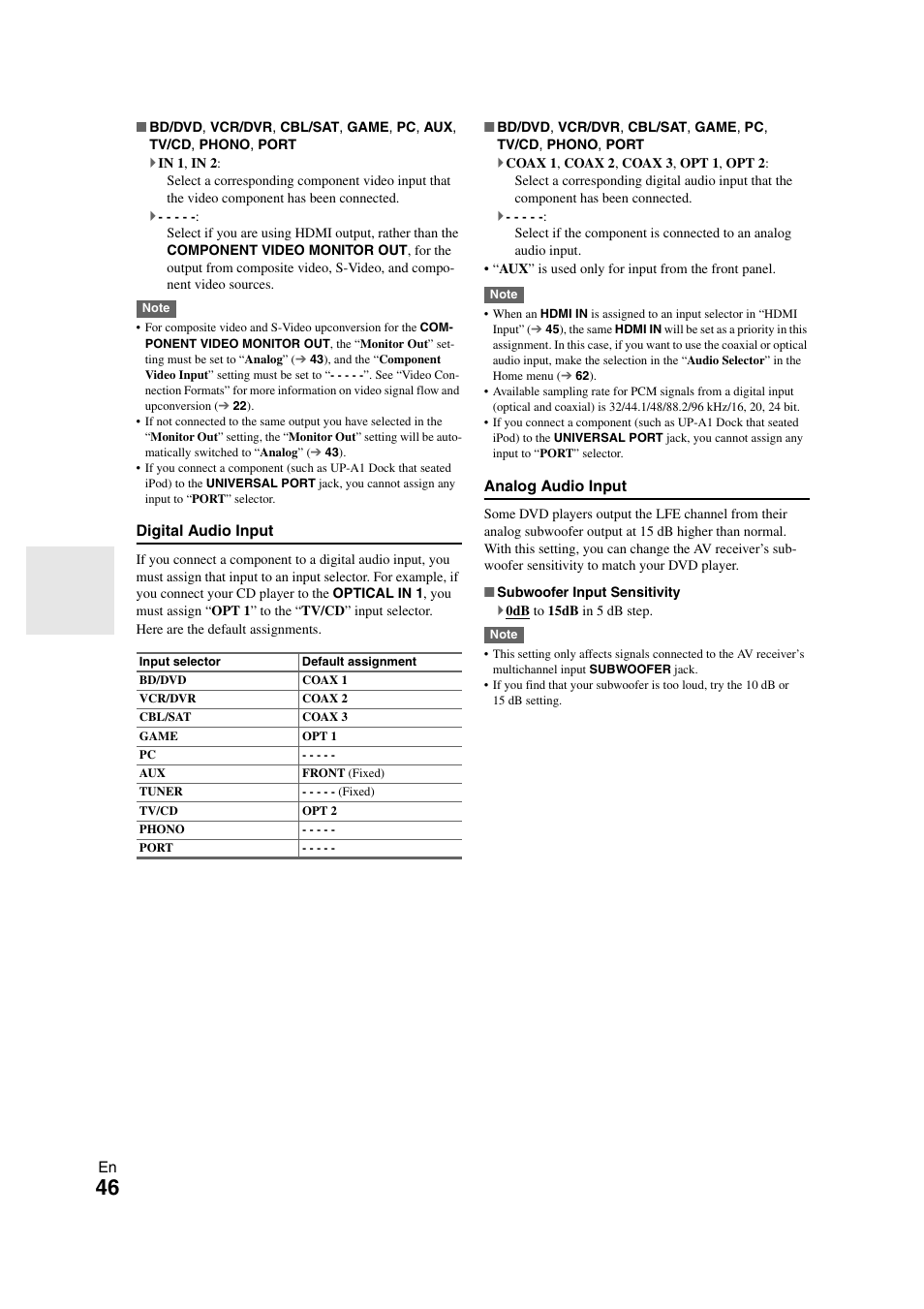 A priority in the “digital audio input, 46 ). i | Onkyo TX-NR1008 User Manual | Page 46 / 104