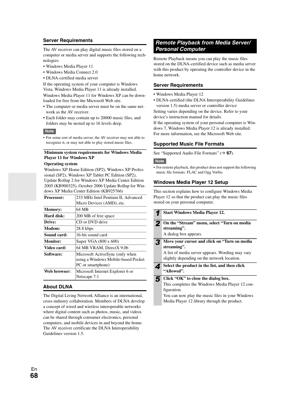 Remote playback from media server, Personal computer | Onkyo TX-NR1008 User Manual | Page 68 / 104