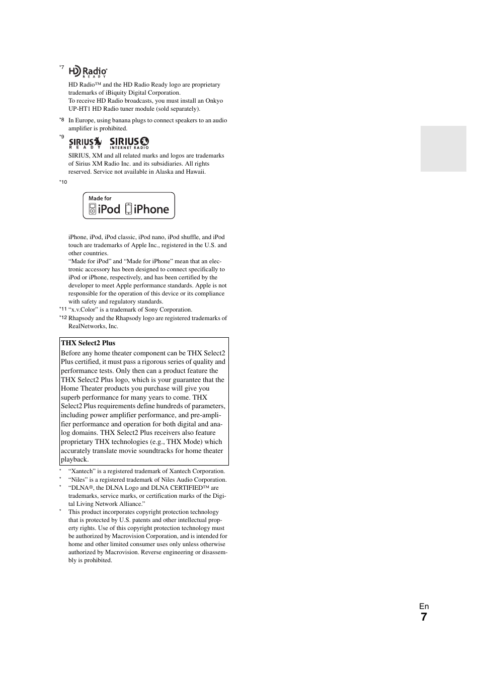 Onkyo TX-NR1008 User Manual | Page 7 / 104