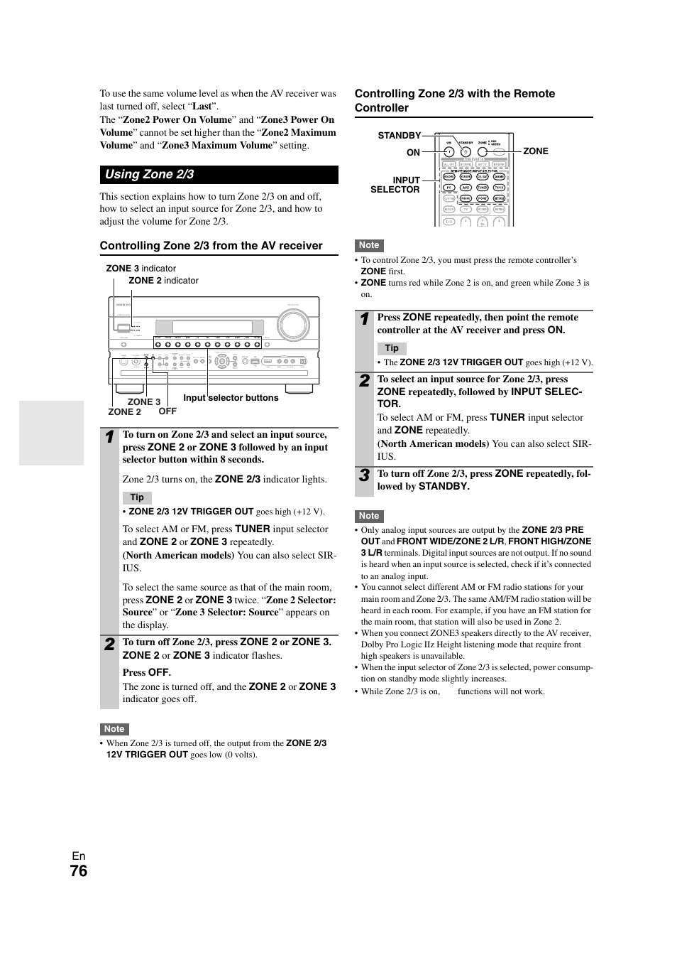 Using zone 2/3 | Onkyo TX-NR1008 User Manual | Page 76 / 104