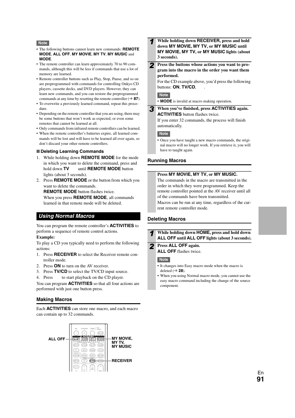 Using normal macros | Onkyo TX-NR1008 User Manual | Page 91 / 104