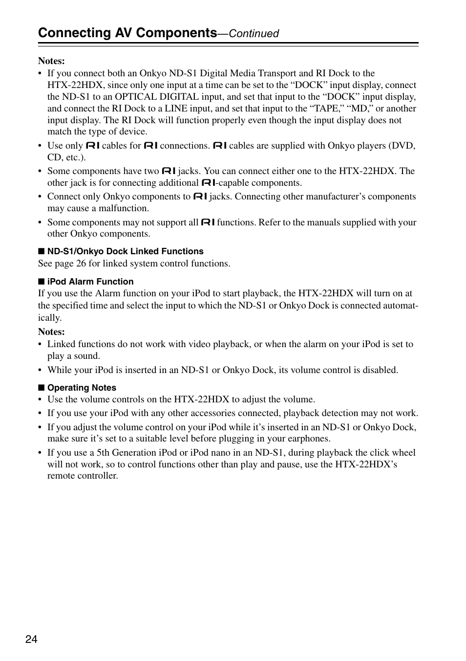 Connecting av components | Onkyo HTX-22HDX User Manual | Page 24 / 56