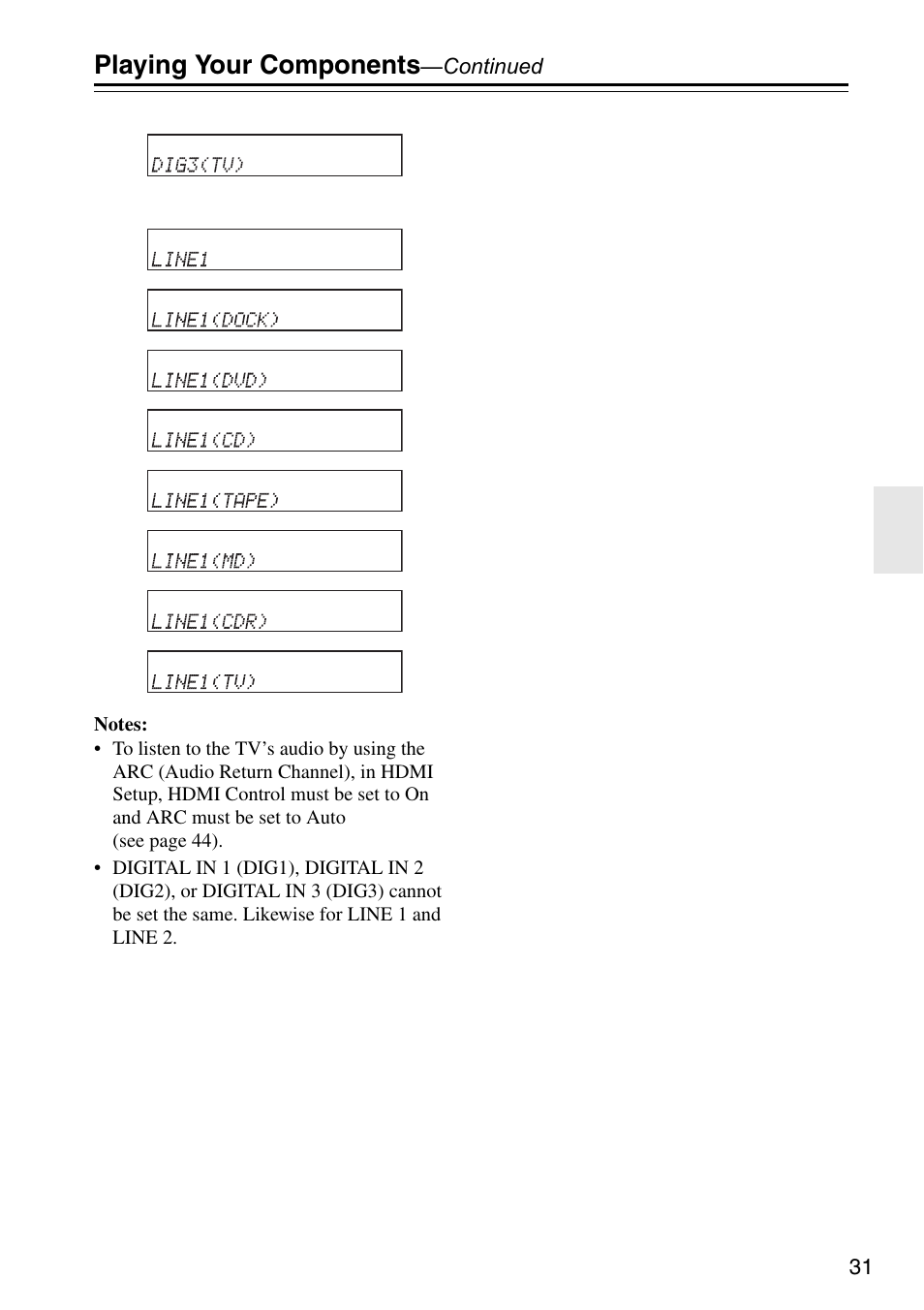 Playing your components | Onkyo HTX-22HDX User Manual | Page 31 / 56