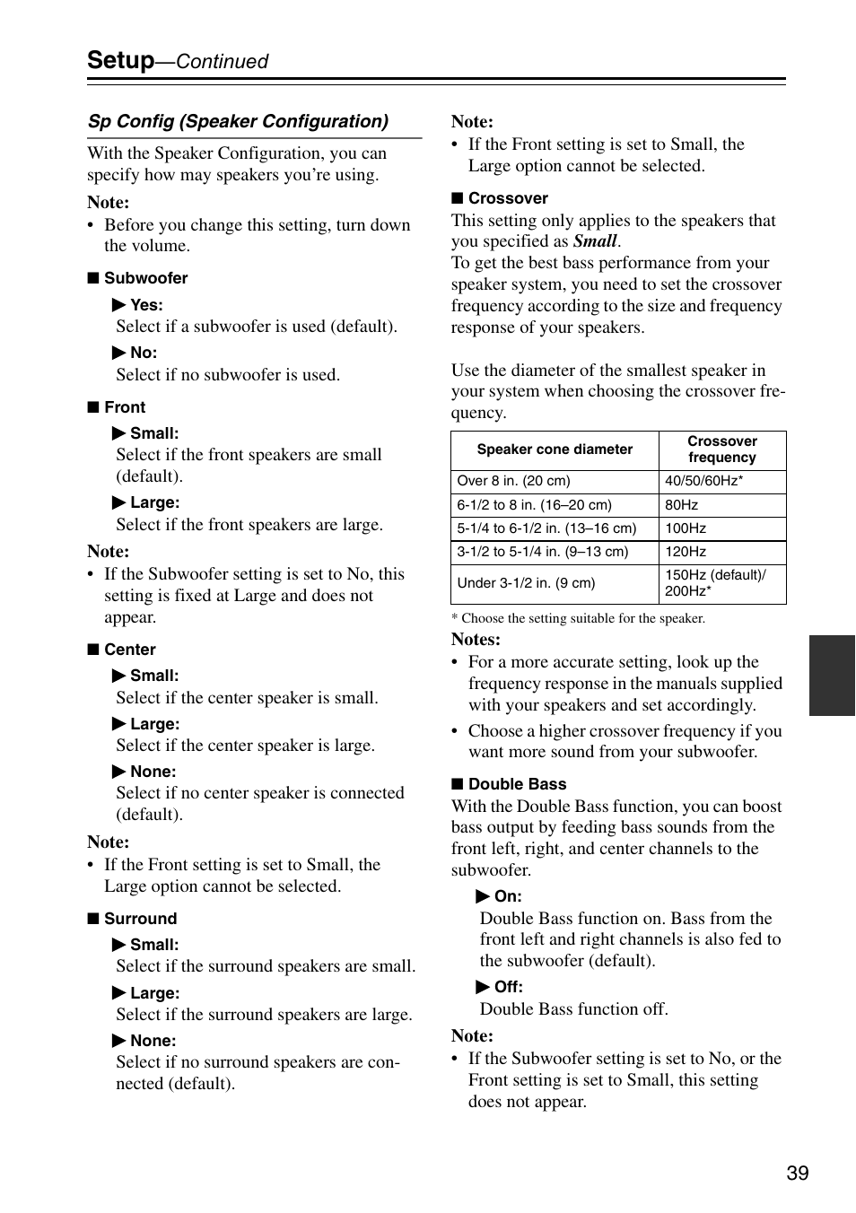 Setup | Onkyo HTX-22HDX User Manual | Page 39 / 56