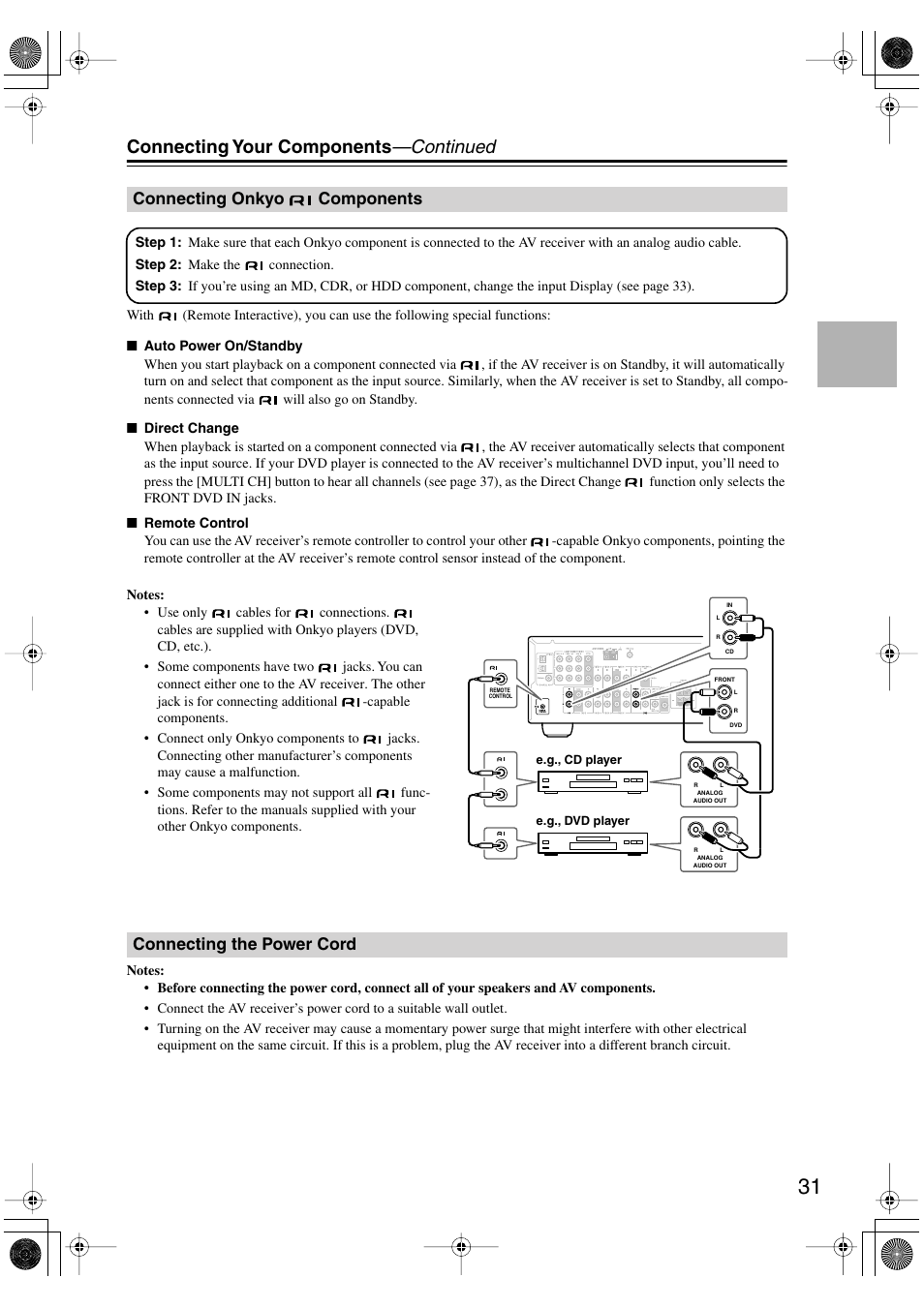 Connecting your components —continued | Onkyo TX-SR404 User Manual | Page 31 / 60