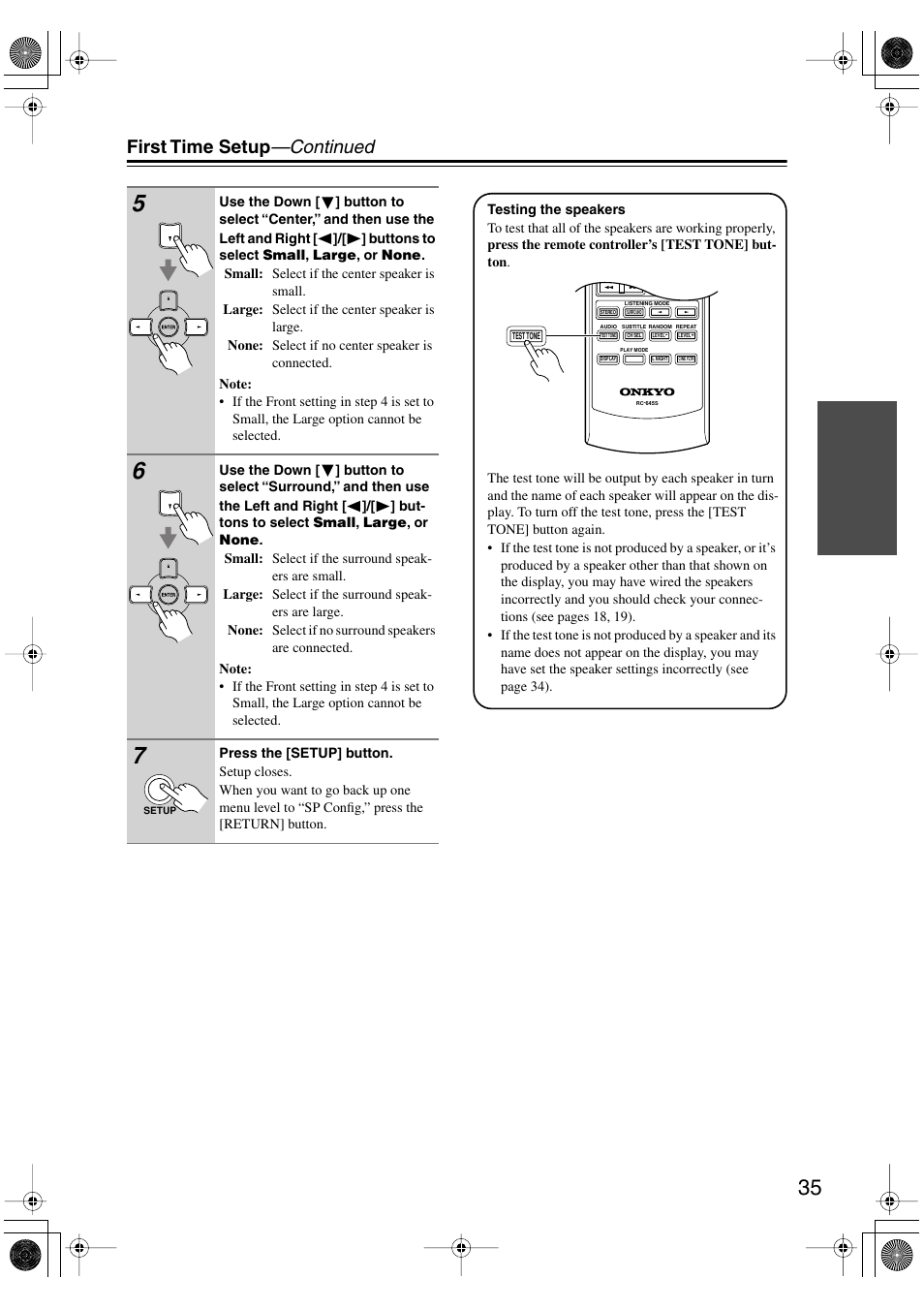 First time setup —continued | Onkyo TX-SR404 User Manual | Page 35 / 60