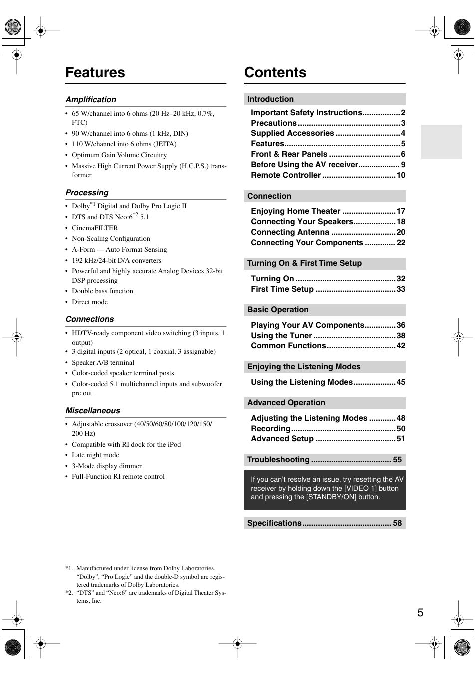 Onkyo TX-SR404 User Manual | Page 5 / 60