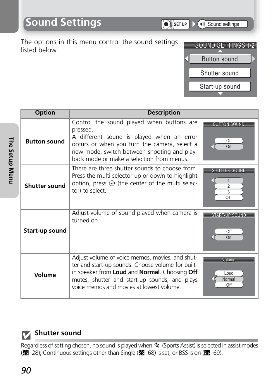 Sound settings | Onkyo COOLPIX 5100 User Manual | Page 100 / 120